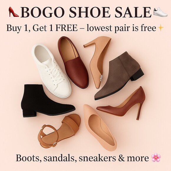 👠 BOGO SHOE SALE! 👟 Buy 1 Get 1 FREE | Boots, Sneakers, Sandals & More 🌸 - Picture 1 of 1